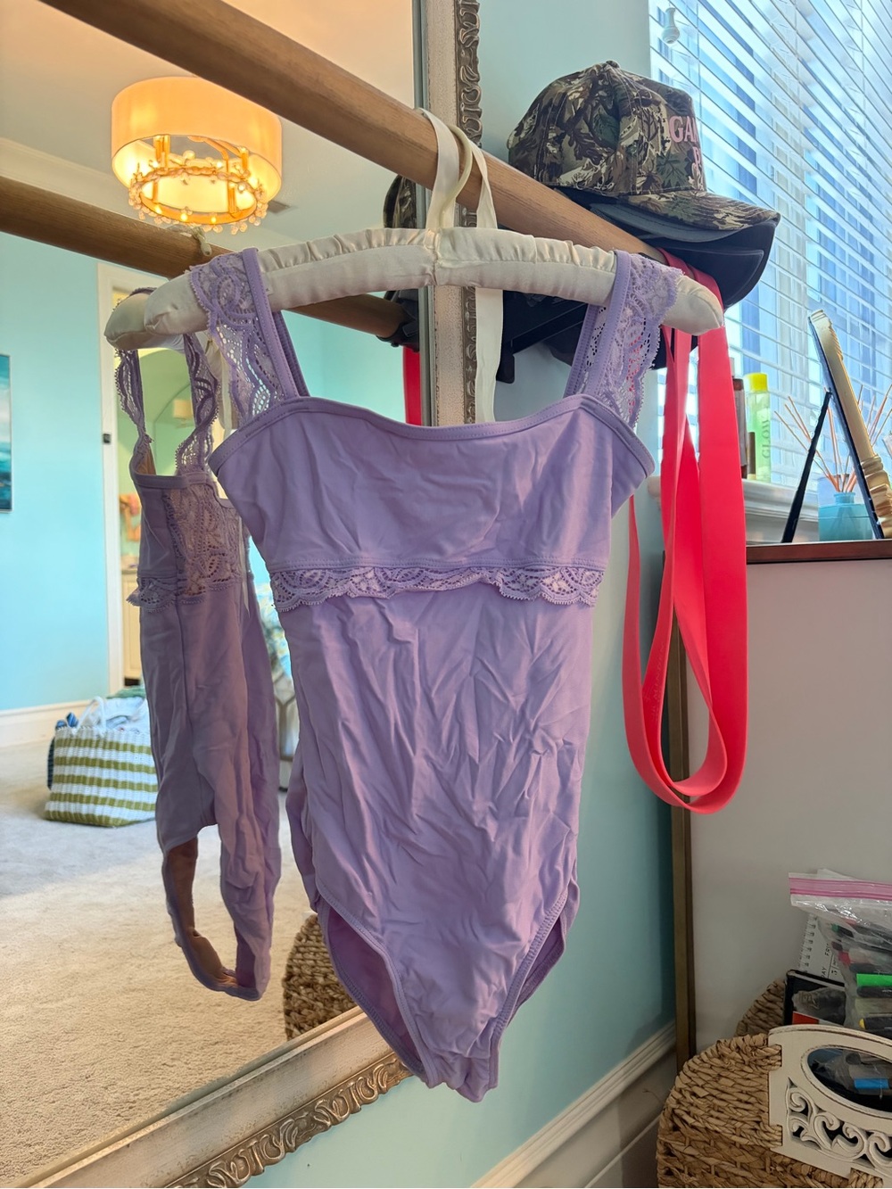 Lilac Lace-Trim Women's Bodysuit